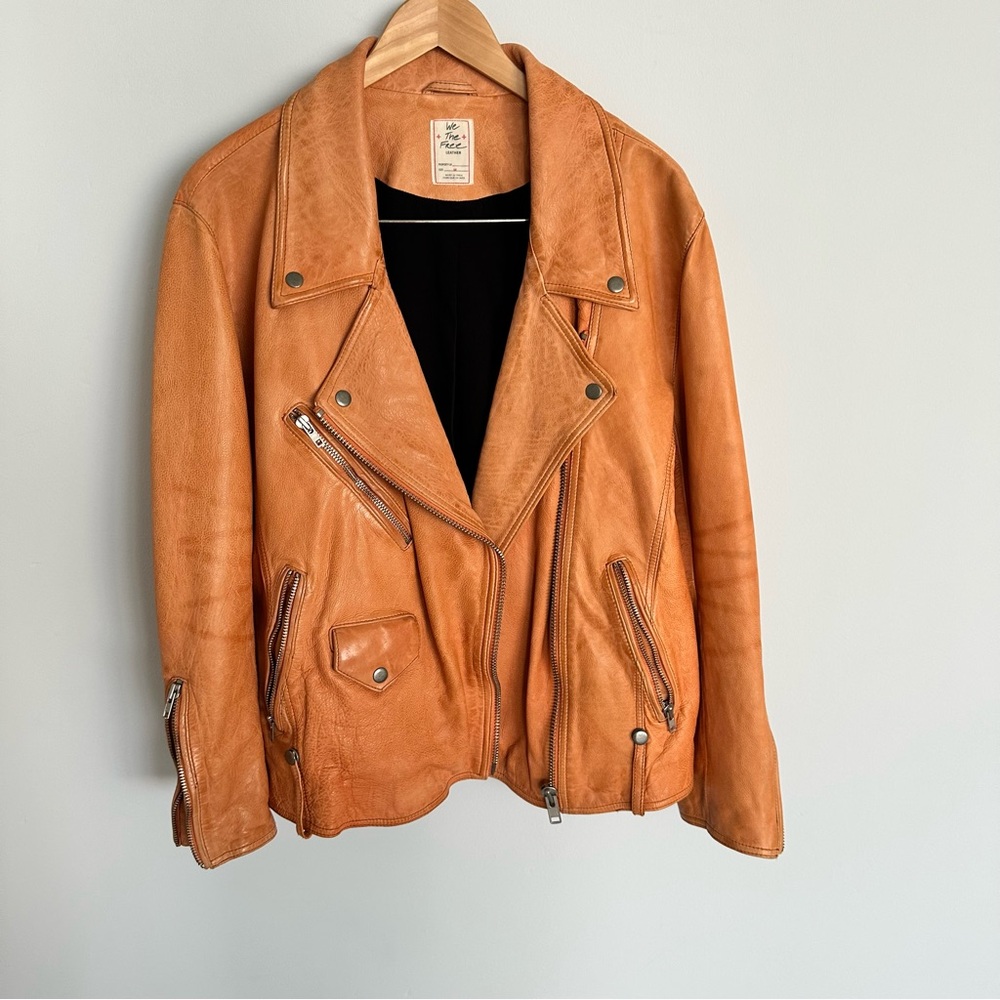 We The Free Jealousy Leather Moto Jacket Size Medium